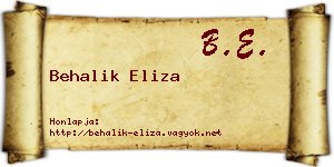 Behalik Eliza névjegykártya